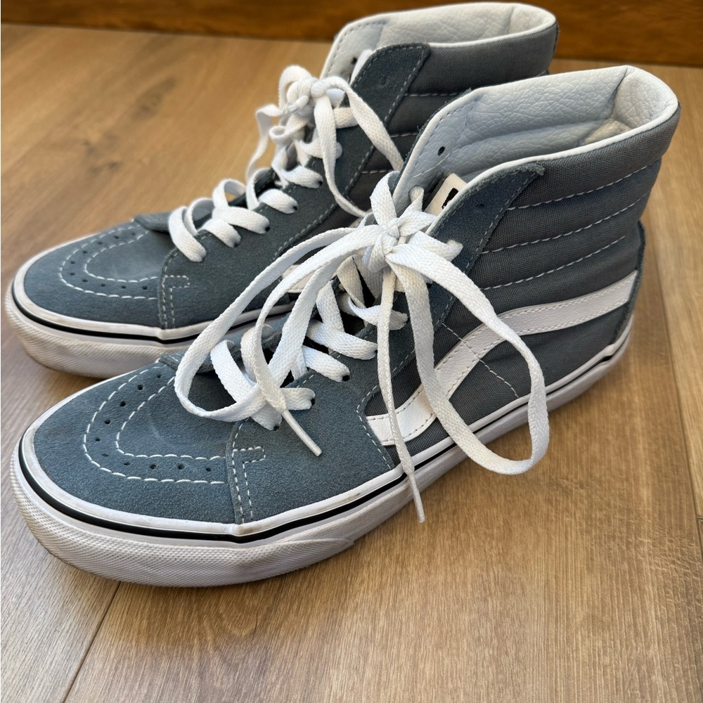 Vans Blue and White High-Top Sneakers